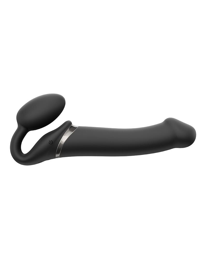 strap-on-me 3 Motors Vibrating Silicone Bendable Strap-On Black L Strap-on-me