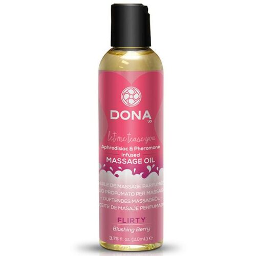 DONA MASÁŽNÍ OLEJ FLIRTY - slíbatelný masážní olej s vůní Blushing Berry DONA