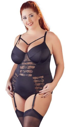 Amanda body s podvazky Plus Size černé Cottelli Collection