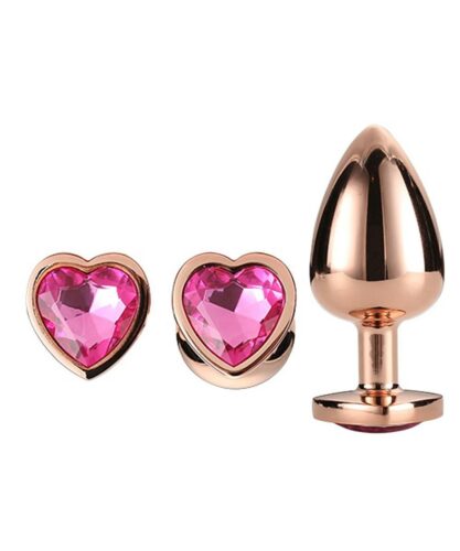 Gleaming Love Set análních kolíků rosegold růžové srdce 3ks Dream Toys