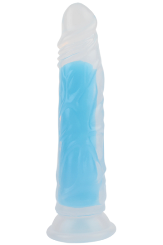 Svítící dildo s přísavkou Blue Radiance (20 cm)