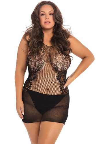 Lace fantasy Plus size minišaty - černé Rene Rofe