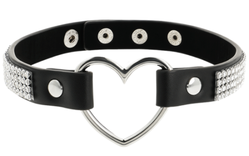 COQUETTE CHIC DESIRE - VEGAN LEATHER CHOKER WITH HEART