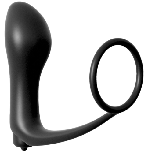 ASS GASM COCKRING PLUG BLACK s vibrací