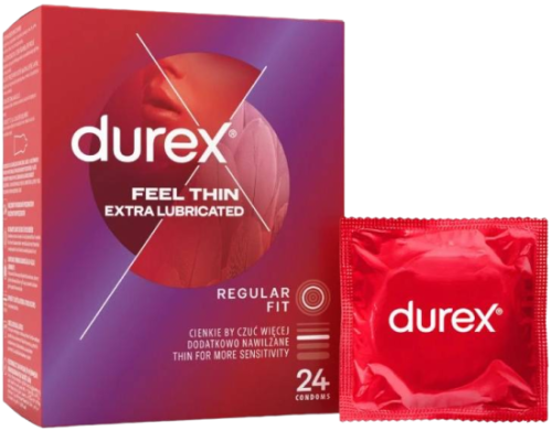 Durex Feel Thin Extra Lubricated – tenké kondomy (24ks)