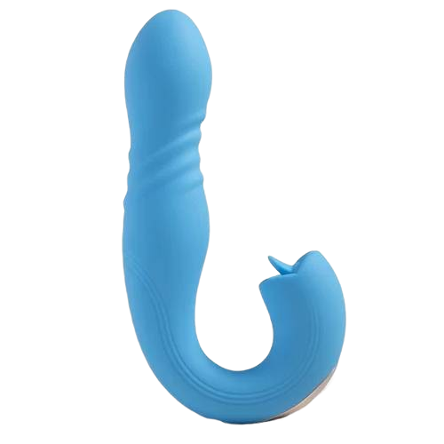 JOI THRUST 2  Pressure Sensing App Controlled Thrusting G-spot Vibrator & Tongue Clit Licker Blue