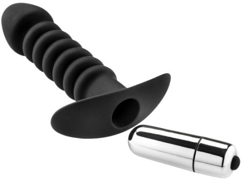 ZENN Premium Ribbed Butt Plug with Strong Vibrating Bullet