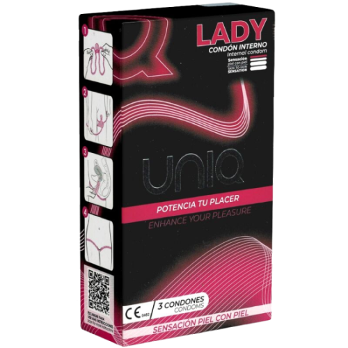 UNIQ - LADY CONDOM LATEX FREE FEMALE CONDOMS WITH GARTER BELT 3 UNITS